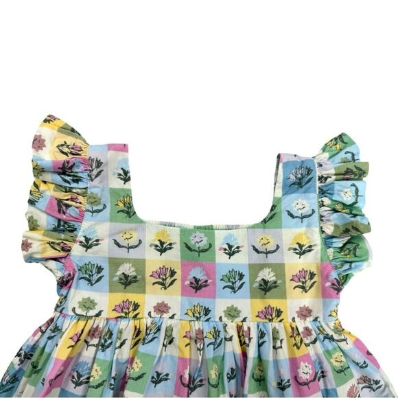 Hermoza Girls 2 Little Daisy Flutter Sleeve Top Multicolor Floret Ruffle Peplum - Picture 3 of 8